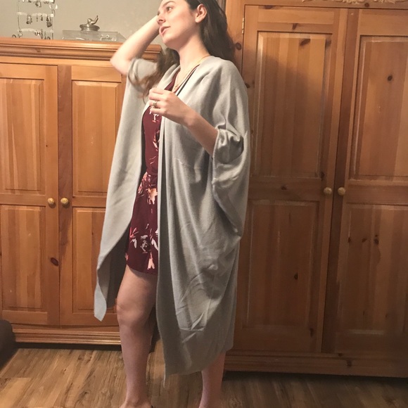 Oversized Long French Grey Cardigan Sweater - Picture 2 of 7